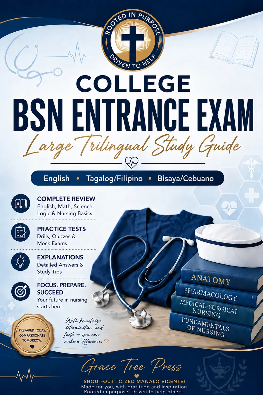 Free BSN Entrance Exam Reviewer Philippines English Tagalog Bisaya Nursing School Study Guide Cover